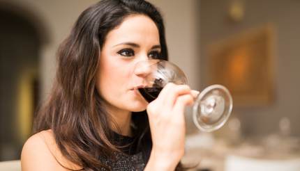 Woman drinking wine