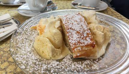 Apfelstrudel with ice cream