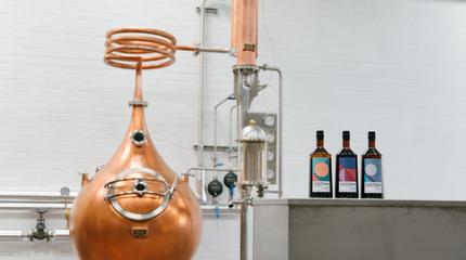The Sweetdram brewery and bottles of the three drinks they produce 