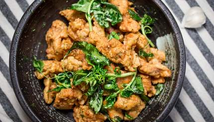 Taiwanese fired chicken with basil