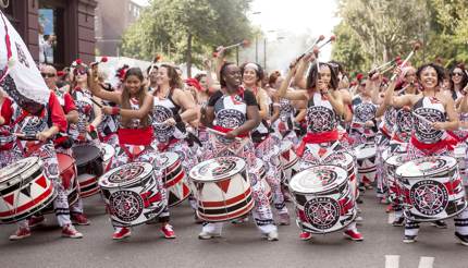 Batala Samba drum group at Notting Hill Carnival