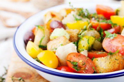 Panzanella, chopped salad with stale bread