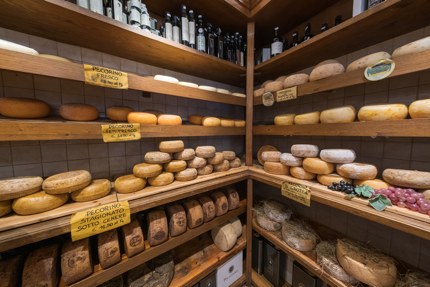 A cheese shop in Valdorcia, Tuscany