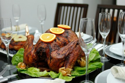 A turkey Christmas dinner in Peru