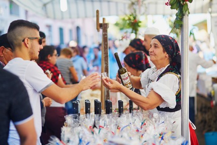 Wine tasting at the Autonno festival, Sardinia