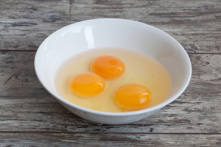 Egg yolks with different colour intensities