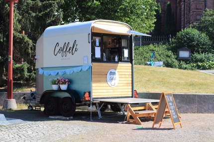 A mobile coffee kiosk in Finland