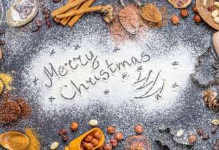 Merry Christmas written in flour