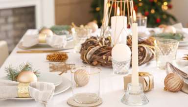 A Christmas table setting