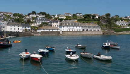 View from the harbour with boats in foreground, IdleRocks