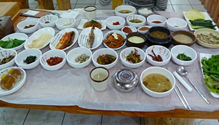 Korean Ssambap and many banchan (Photo Paul Stafford)