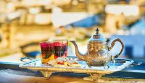 Enjoy a cup of Moroccan mint tea