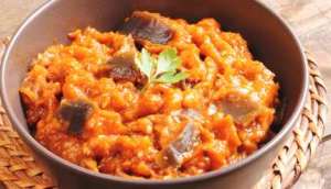 Zaalouk, a traditional Moroccan aubergine and tomato salad