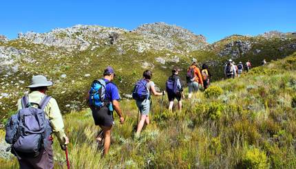 Hiking through Jonkershoek Mountain